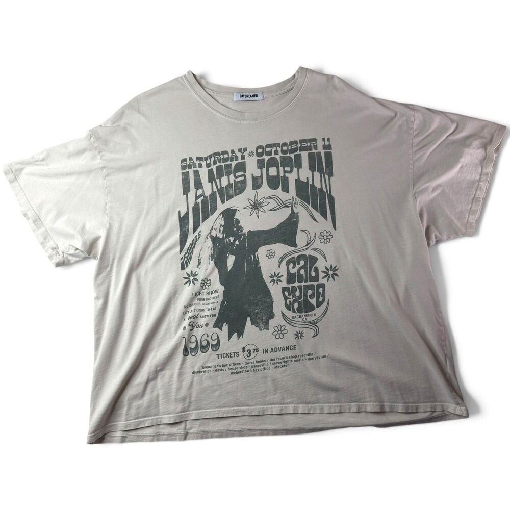 daydreamer janis joplin poster tee sand official 1969 poster oversized one size